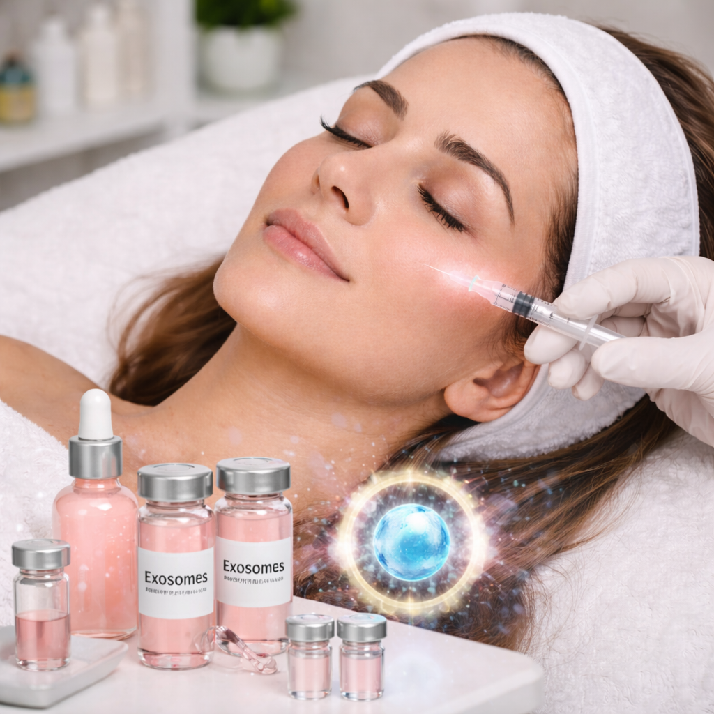 Exosome therapy for skin rejuvenation being performed to improve skin texture and restore youthful glow